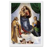 Wee Blue Coo Raphael Sistine Madonna di San Sisto Old Master Painting Artwork Framed Wall Art Print A4