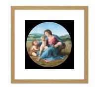 Artery8 Raphael The Alba Madonna Painting 8X8 Inch Square Wooden Framed Wall Art Print Picture with Mount in Light Oak Artery8 Light Oak