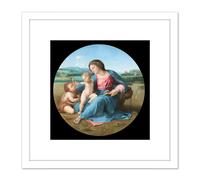 Artery8 Raphael The Alba Madonna Painting 8X8 Inch Square Wooden Framed Wall Art Print Picture with Mount in White Artery8 White