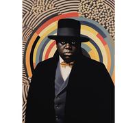 Artery8 Rapper Portrait in Vintage 1930s Gangster Style Oil Painting Bulls Eye Bold Gangsta Rap Hip Hop Large Wall Art Poster Print Thick Paper 18X24 Inch