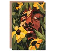 Artery8 Greeting Card Rapper Yellow Flowers Music Portrait Painting Blank For Him Or Her Art Birthday Card