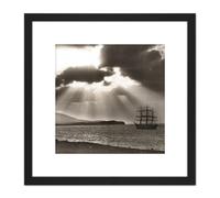 Artery8 Rattar Wind Bound Lerwick Clipper Ship Maella Photo 8X8 Inch Square Wooden Framed Wall Art Print Picture with Mount in Black Artery8 Black