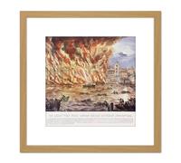Artery8 Read & Company The Great Fire Near London Bridge 8X8 Inch Square Wooden Framed Wall Art Print Picture with Mount in Light Oak Artery8 Light Oak