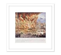 Artery8 Read & Company The Great Fire Near London Bridge 8X8 Inch Square Wooden Framed Wall Art Print Picture with Mount in White Artery8 White