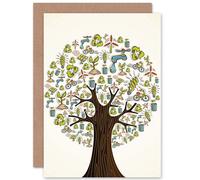 Artery8 Recycle Icons Tree Nature Greetings Card in Brown Artery8 Brown