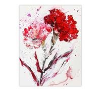 Artery8 Red Carnation Flower Abstract Watercolour Wall Art Print | Size: W12" x H16" Artery8 Red W12" x H16"