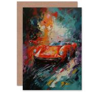 Artery8 Red Classic Sports Car for Husband Him Dad Son Brother Birthday Thank You Congratulations Blank Art Greeting Card