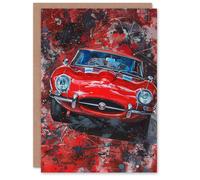 Artery8 Red Iconic Sports Car Modern Abstract Painting Father's Day Card Artery8 Red