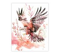 Artery8 Red Kite in Flight Light Watercolour Painting Living Room Extra Large XL Wall Art Poster Print