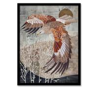 Artery8 Red Kite in Flight Stylised Animal Painting Living Room Artwork Framed Wall Art Print A4