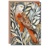 Artery8 Red Kite on Tree Branch Watercolour Portrait Birthday Art Card Artery8 Multicolor