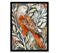 Artery8 Red Kite on Tree Branch Watercolour Portrait Living Room Artwork Framed Wall Art Print A4