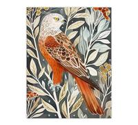Artery8 Red Kite on Tree Branch Watercolour Portrait Living Room Unframed Wall Art Print Poster Home Decor Premium