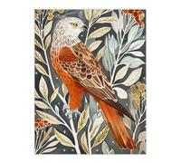 Artery8 Red Kite on Tree Branch Watercolour Portrait Wall Art Print | Size: W12" x H16" Artery8 Multicolor W12" x H16"