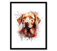 Artery8 Red Labrador Retriever Lovers Gift Watercolour Pet Portrait Painting Artwork Artwork Framed Wall Art Print 18X24 Inch