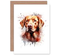 Artery8 Red Labrador Retriever Lovers Gift Watercolour Pet Portrait Painting Artwork Greeting Card Artery8 Multicolor