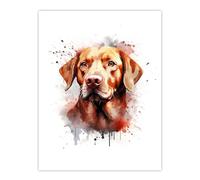 Artery8 Red Labrador Retriever Lovers Gift Watercolour Pet Portrait Painting Artwork Large Wall Art Poster Print Thick Paper 18X24 Inch