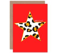 Artery8 Red Leopard Bright Inspirational Motivational Greetings Card Artery8 Red