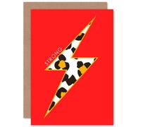 Artery8 Red Leopard Strong Inspirational Motivational Greetings Card Artery8 Red