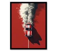 Artery8 Red Luxury Car Fumes Speed Petrolhead Bold Man Cave Dad Artwork Framed Wall Art Print 18X24 Inch