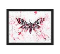 Artery8 Red Moth Wings Insect Watercolour Painting Artwork Framed Wall Art Print 18X24 Inch