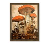 Artery8 Red Mushroom Fungi Earthy Pastel Colour Cottagecore Rustic Kitchen Decor Artwork Framed Wall Art Print 18X24 Inch