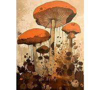 Artery8 Red Mushroom Fungi Earthy Pastel Colour Cottagecore Rustic Kitchen Decor Large Wall Art Poster Print Thick Paper 18X24 Inch