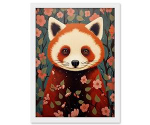 Artery8 Red Panda Cute Tree Blossom Kids Bedroom Artwork Framed A3 Wall Art Print