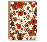 Artery8 Greeting Card Red Poppy Wildflowers Artwork Abstract Floral For Her Woman Birthday Card
