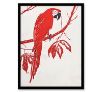 Artery8 Red Scarlet Macaw Parrot Bird on Tree Branch Framed Wall Art | Size: W12" x H16" Artery8 Red W12" x H16"