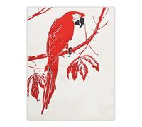 Red Scarlet Macaw Parrot Bird on Tree Branch Wall Art Print Artery8 Red W18 inch x H24 inch