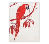 Red Scarlet Macaw Parrot Bird on Tree Branch Wall Art Print Artery8 Red W24 inch x H32 inch