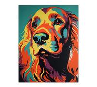 Red Setter Dog Modern Flamboyant Colourful Graphic Coral Orange And Teal Yellow Extra Large XL Wall Art Poster Print Artery8 Multi W24 inch x H32 inch