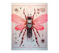 Artery8 Red Spy Flycam Robot Hybrid Secret Military Schematic Blueprint Futuristic Complex Arcane Manuscript Gift For Him Man Cave Extra Large XL Wall Art Poster Print