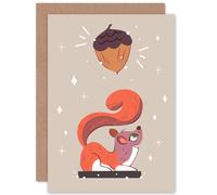 Artery8 Red Squirrel Acorn Dream Greetings Card in Light Brown Artery8 Light Brown