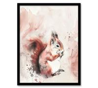 Red Squirrel Light Watercolour Portrait Soft Framed Art Print Artery8 Brown A4