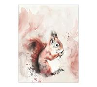 Red Squirrel Light Watercolour Portrait Soft Wall Art Print Artery8 Brown W24 inch x H32 inch