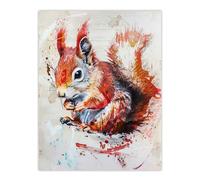 Red Squirrel Painting Cute Woodland Animal Nature Wall Art Print Artery8 Brown W24 inch x H32 inch
