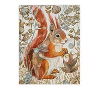 Red Squirrel Woodland Forest Floor Bright Wall Art Print Artery8 Brown W24 inch x H32 inch
