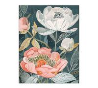 Artery8 Red White Peonies in Bloom Artwork Wildflowers Living Room Large Wall Art Poster Print Thick Paper 18X24 Inch