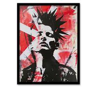 Red White Punk Portrait Street Art Mohawk Bold Framed Art Print Artery8 Red A4