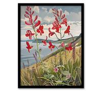 Artery8 Red Wildflowers on Hunt Cliff Saltburn Yorkshire Framed Art Print in Green | Size: W12" x H16" Artery8 Green W12" x H16"