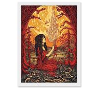 Artery8 Red Witch Concept Art Fire Priestess Art Nouveau Artwork Framed A3 Wall Art Print
