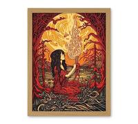 Artery8 Red Witch Concept Art Fire Priestess Art Nouveau Artwork Framed Wall Art Print 18X24 Inch
