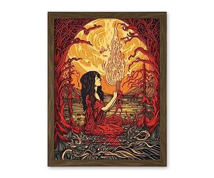 Artery8 Red Witch Concept Art Fire Priestess Art Nouveau Artwork Framed Wall Art Print 18X24 Inch