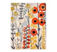 Artery8 Red Yellow Wildflowers Painting Rustic Floral Wall Art Print | Size: W12" x H16" Artery8 Multicolor W12" x H16"
