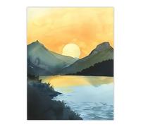 Artery8 Redfish Lake Mountain Landscape Lakeside Sunrise Living Room Extra Large XL Wall Art Poster Print
