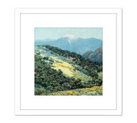 Artery8 Redmond Valley Splendor Landscape Painting 8X8 Inch Square Wooden Framed Wall Art Print Picture with Mount in White Artery8 White