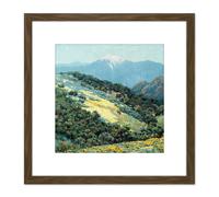 Artery8 Redmond Valley Splendor Landscape Painting 8X8 Inch Square Wooden Framed Wall Art Print Picture with Mount in Brown Artery8 Brown