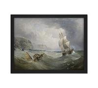 Artery8 Redmore Shipping Off The Coast In Stormy Sea Painting Artwork Framed Wall Art Print 18X24 Inch